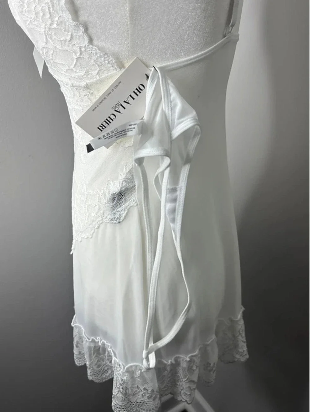 Oh La La Cheri White Lace Babydoll Lingerie set Medium NWT